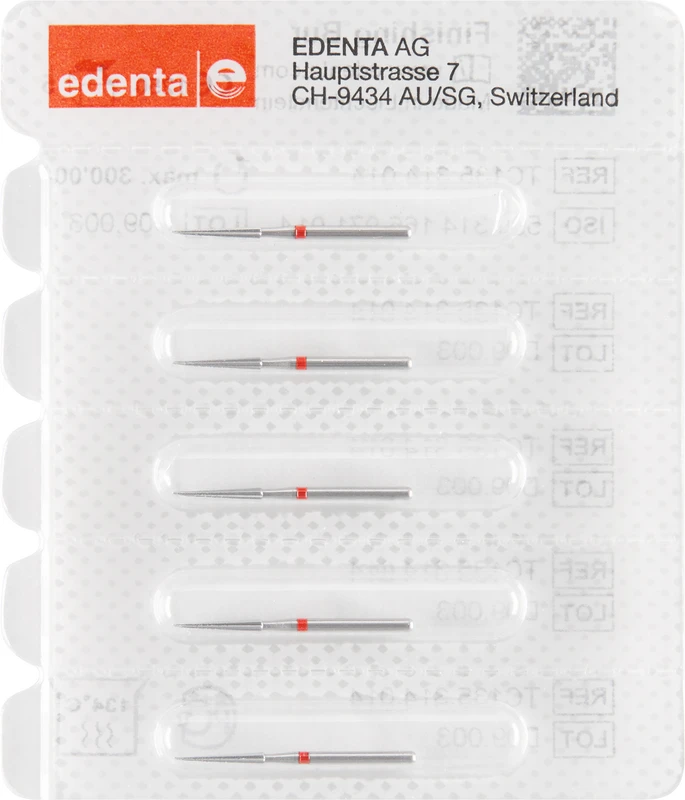 HM-Finierer TC135  Packung  5 Stück lange Spitze, rot, 8 Schneiden, FG, Figur 166, 9 mm, ISO 014