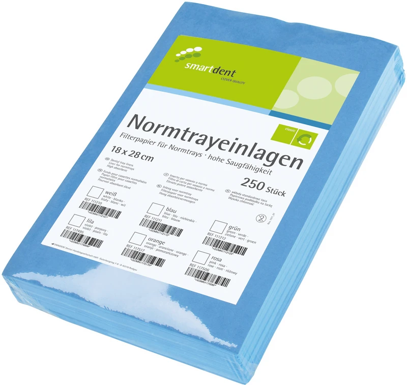smart Normtrayeinlagen  Packung  250 Stück 28 x 18 cm, blau