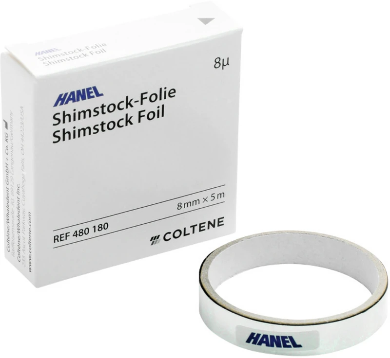 HANEL Shimstock-Folie, 8 µm  Rolle  5 m lang, 8 mm breit, metallic