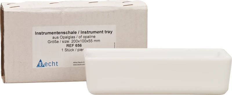 Opalglas-Instrumentenschale  Stück  Nr. 656, 200 x 100 x 55 mm