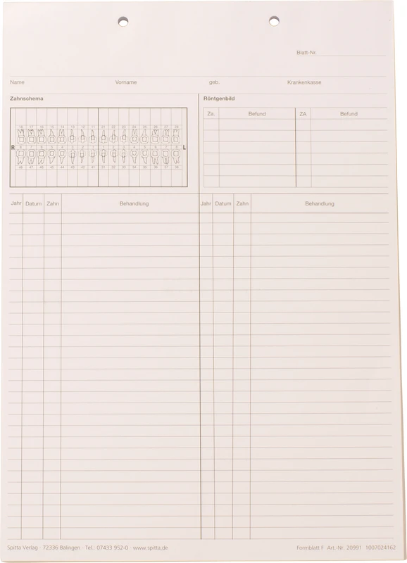 Krankenblatt F   Stück  100 Blatt