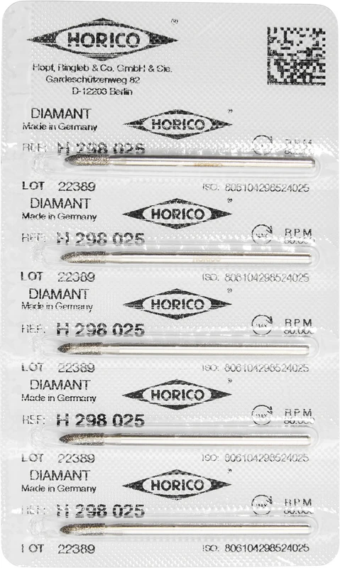 Diamantschleifer H 298  Packung  5 Stück HP, Figur 298, 8 mm, ISO 025