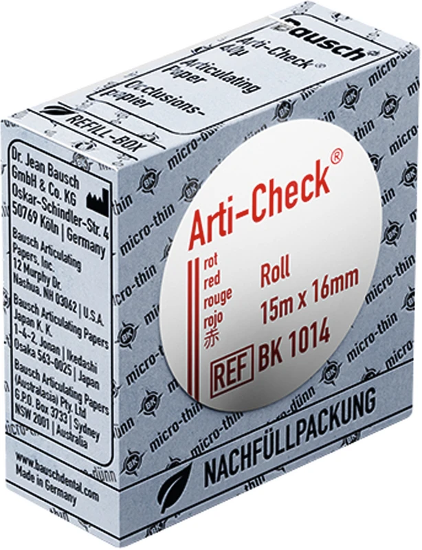 Occlusionspapier Arti-Check® 40 µ  Nachfüllpackung  15 m rot, 16 mm, BK 1014