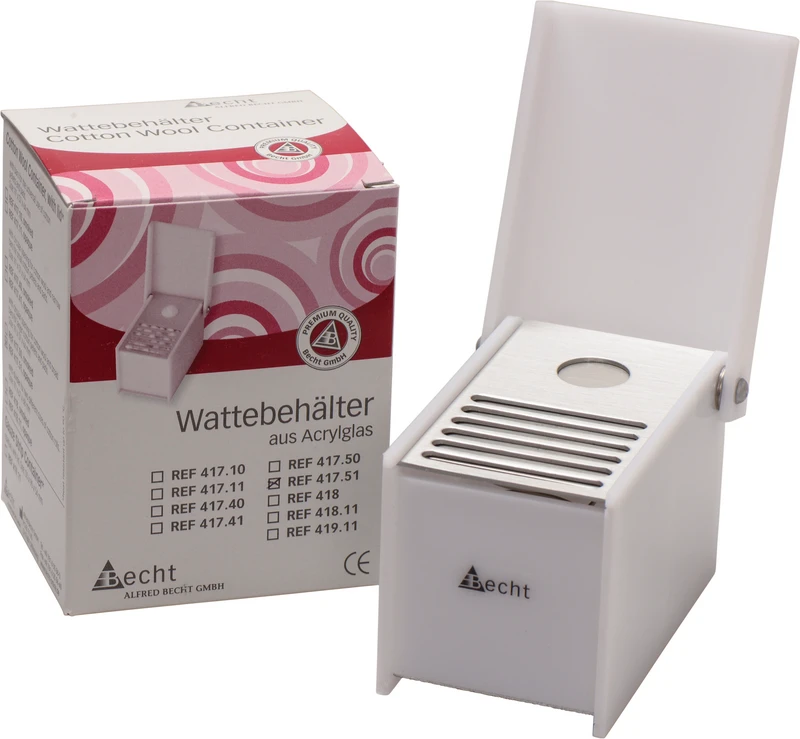 Pellet-\ Wattebehälter mit Deckel  Stück  mit breiten Trennscheiben, opak