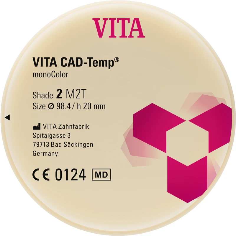 VITA CAD-Temp® monoColor DISC  Stück  Ø 98,4 mm, H 20 mm, 2M2T
