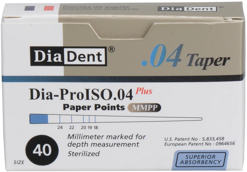 DiaDent® Dia-Pro Paper Points  Packung  100 Stück Taper.04, ISO 040