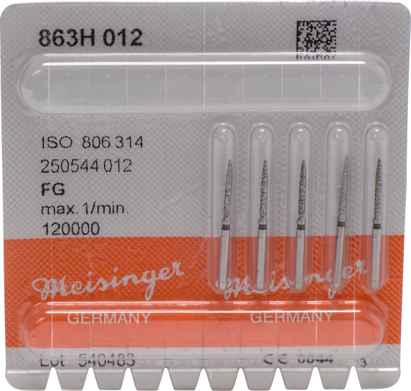 Diamanten 863  Packung  5 Stück schwarz super grob, FG, Figur 250 Flamme, 10 mm, ISO 012