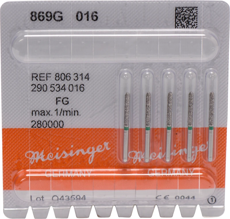 Diamanten 869  Packung  5 Stück grün grob, FG, Figur 290 Torpedo, 10 mm, ISO 016