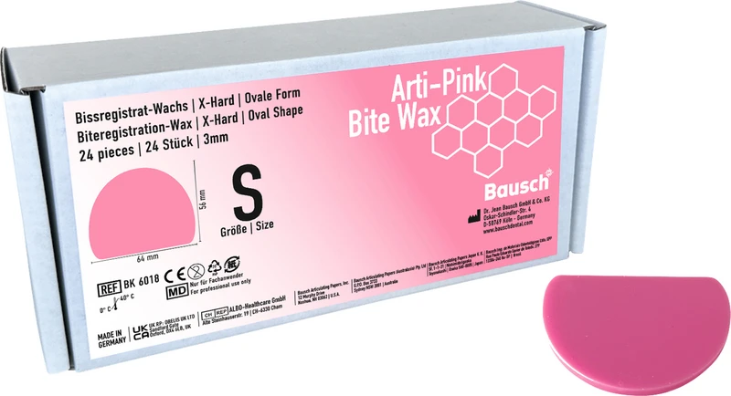 Arti-Pink Bite Wax   Packung  24 Stück Größe S, 64 x 56 x 3 mm, rosa