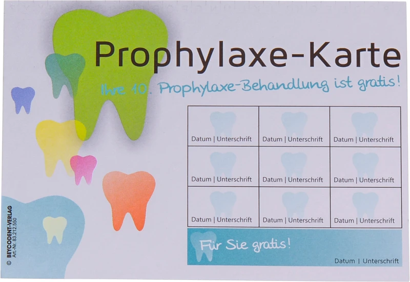 Prophylaxe-Karteikarte   Packung  100 Stück