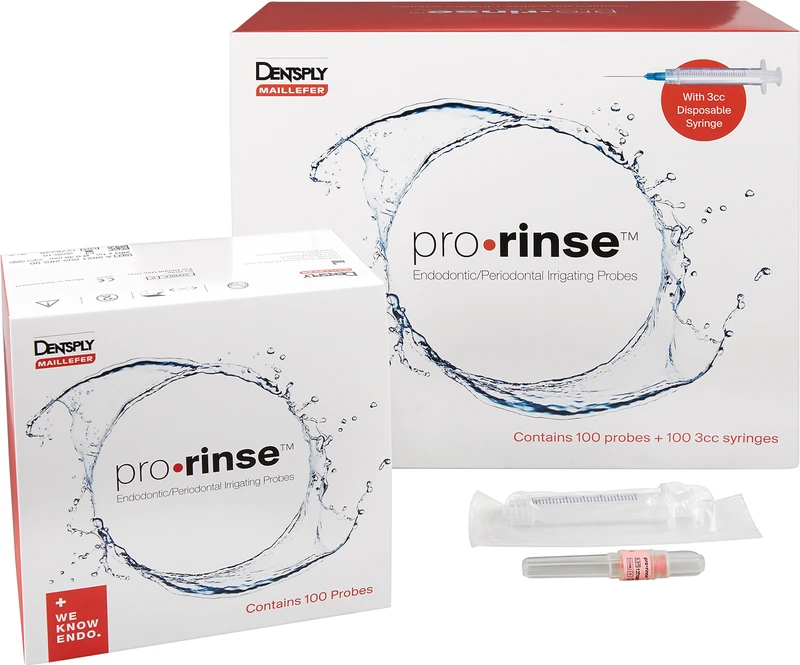 pro.rinse  Box  100 Stück rot, Ø 0,36 mm, 28GA, 100 Spritzen