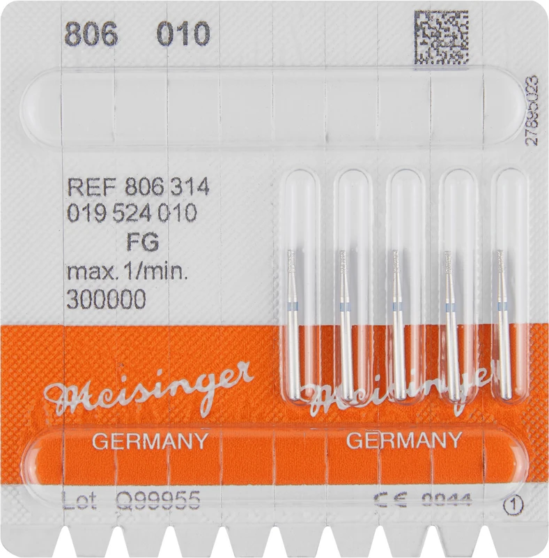 Diamanten 806  Packung  5 Stück blau mittel, FG, Figur 019 Diabolo, 2,5 mm, ISO 009