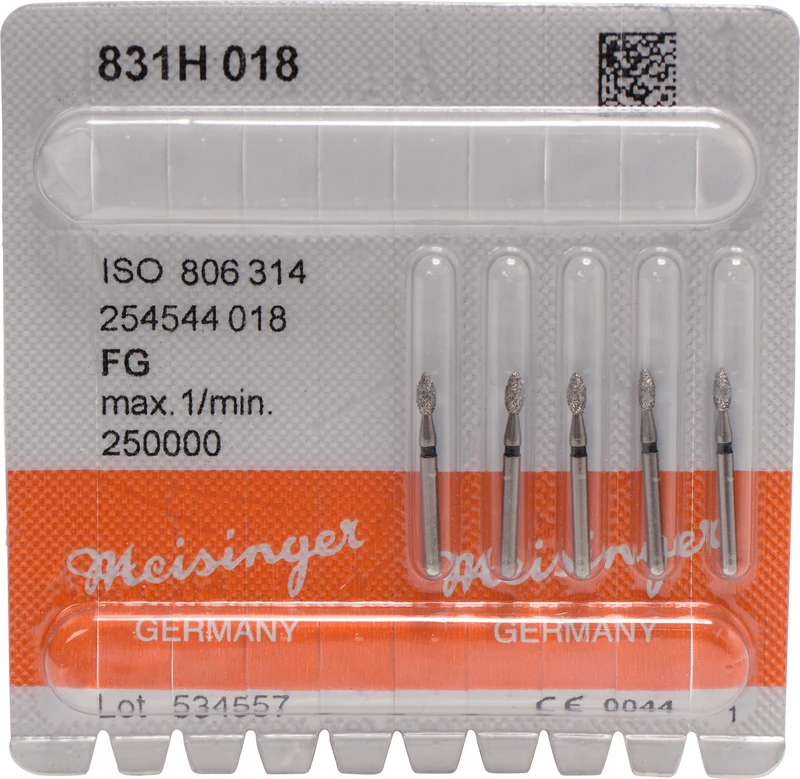 Diamanten 831  Packung  5 Stück schwarz supergrob, FG, Figur 254 Birne, 3,5 mm, ISO 018