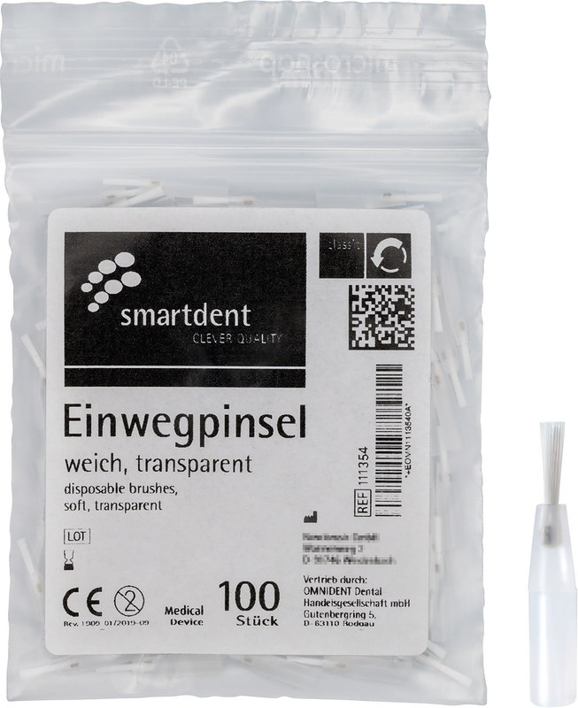 smart Einwegpinsel  Packung  100 Stück, Haar weiß, weich