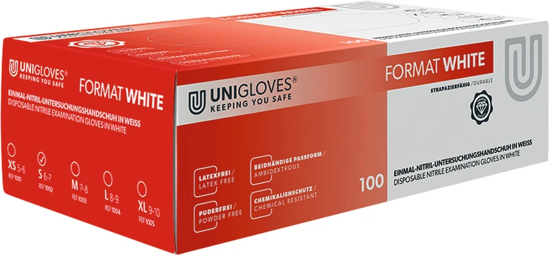 FORMAT  Packung  100 Stück puderfrei, weiß, S