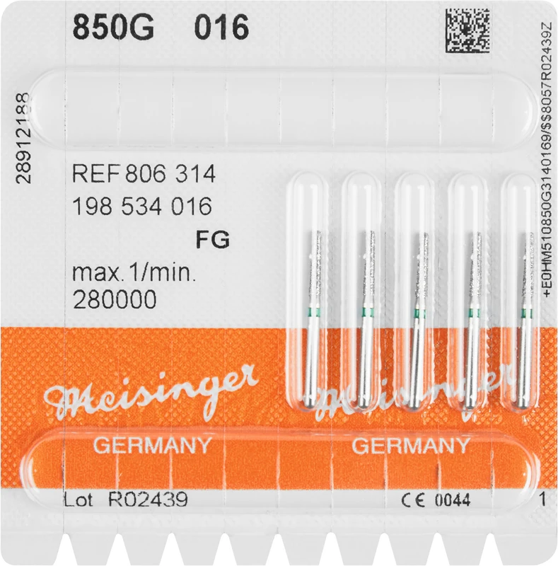 Diamanten 850  Packung  5 Stück grün grob, FG, Figur 198 Konus rund, 8 mm ISO 016