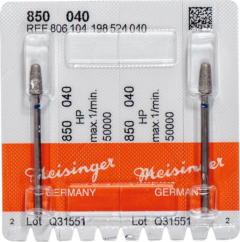 Diamanten 850  Packung  2 Stück blau mittel, HP, Figur 198 konisch rund, 8 mm, ISO 040
