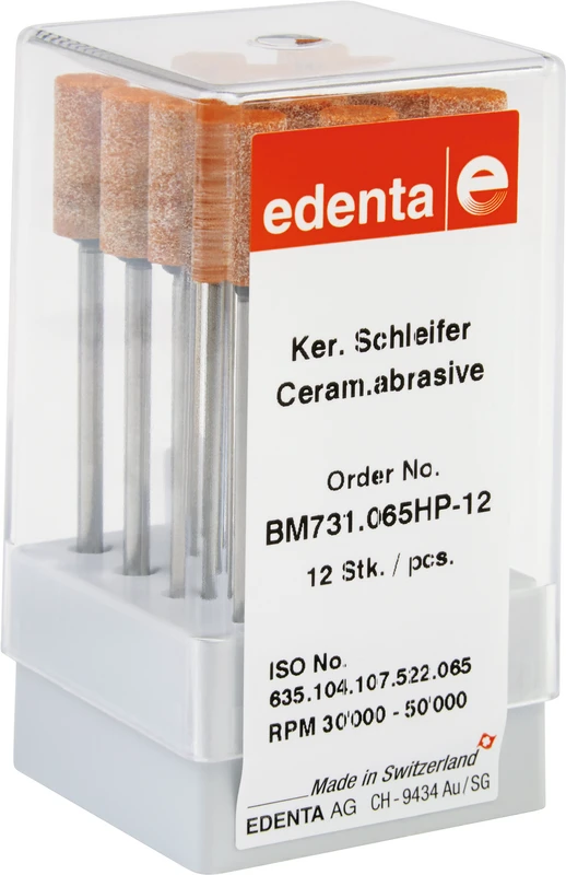 Keramische Schleifer B  Packung  12 Stück braun mittel, HP, Figur 107, 13 mm, ISO 065