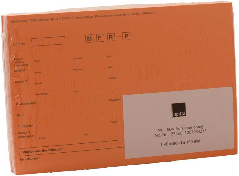 Adressaufkleber DIN A5  Packung  100 Stück orange, EDV Karteikarte