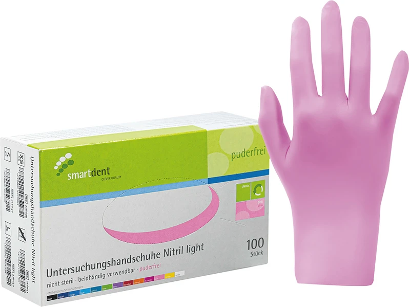 smart Nitrilhandschuhe light  Packung  100 Stück puderfrei, pink, L