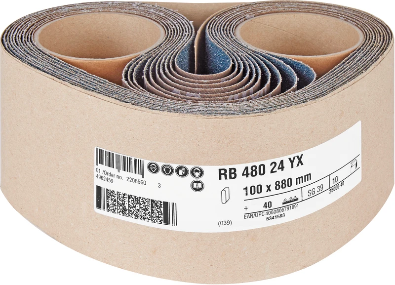 Gewebeschleifbänder  Packung  10 Stück für Harnisch+Rieth, 100 x 880 mm, 40 µm