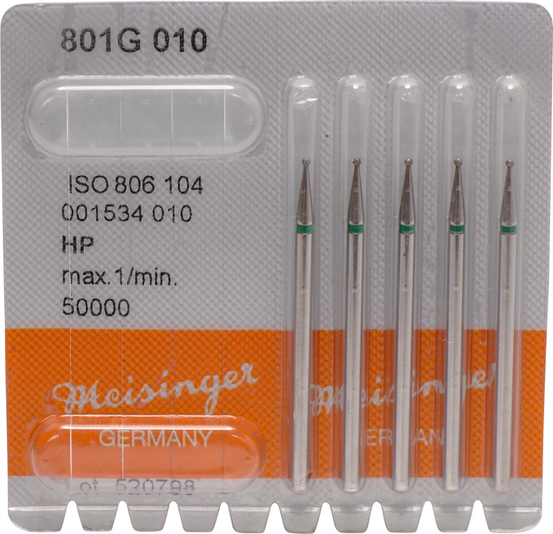 Diamanten 801  Packung  5 Stück grün grob, HP, Figur 001 Rund, ISO 010