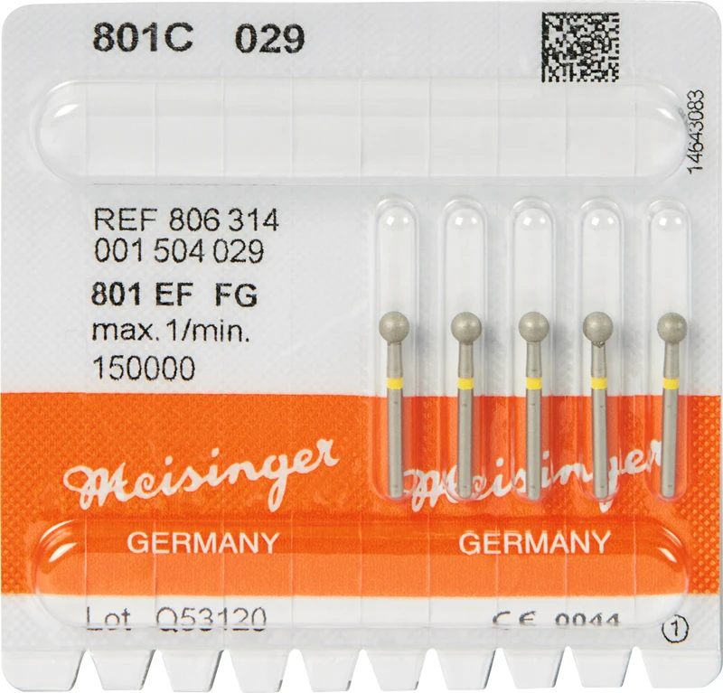 Diamanten 801  Packung  5 Stück gelb extra fein, FG, Figur 001 Rund, ISO 029