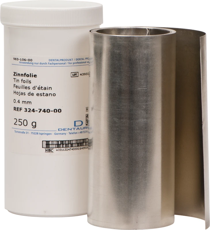 Zinnfolie  Rolle  250 g, Länge 85,5 cm, Stärke 0,40 mm