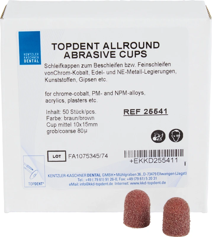 TOPDENT Abrasive Cups  Packung  50 Stück rund, mittel Ø 10 mm x 15 mm, grob 80 µm