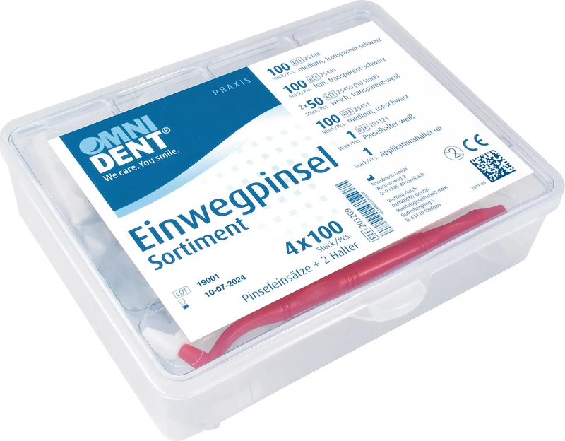 Omni Einwegpinsel Sortiment  Sortiment  4 x 100 Stück, 2 Halter