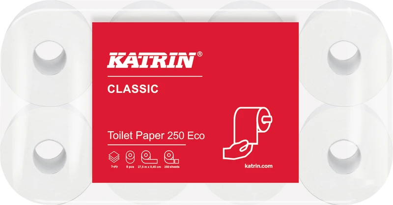 KATRIN® Classic Toilet 250 Eco   Packung  9 x 8 Rollen