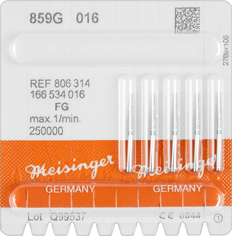 Diamanten 859  Packung  5 Stück grün grob, FG, Figur 166 kon. spitz, 10 mm, ISO 016