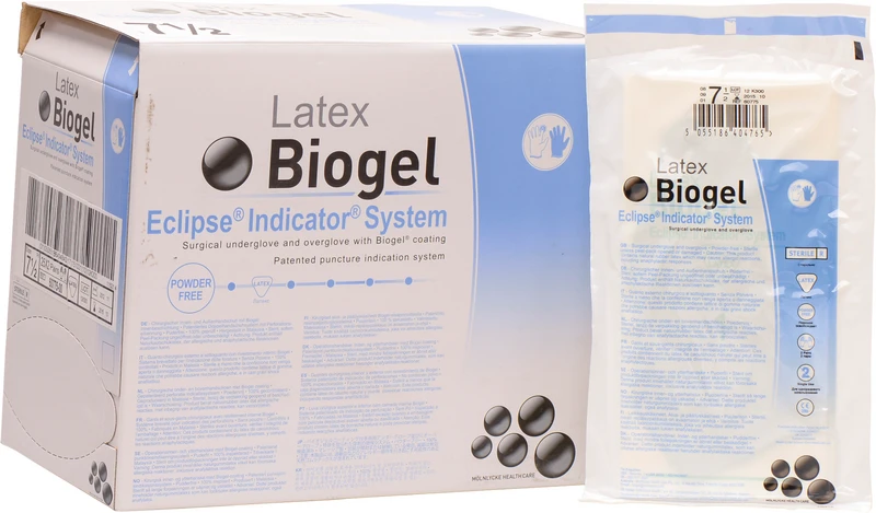 Biogel Eclipse® Indicator® System  Packung  25 x 2 Paar puderfrei, (Farbe: stroh, grün), Größe 7,5