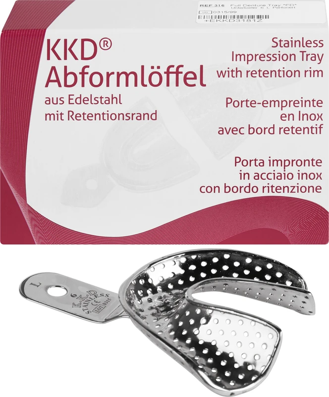 KKD® Abformlöffel unbezahnt  Stück  UK-6 FDL, perforiert