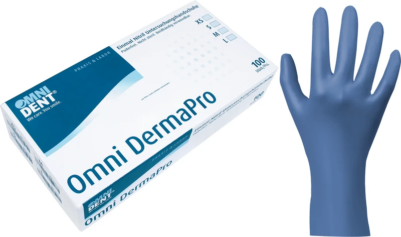 Omni DermaPro Nitrilhandschuhe  Packung  100 Stück puderfrei, metall-blau, S