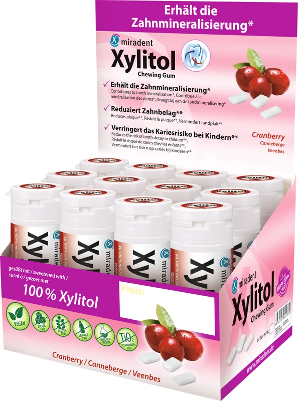 Xylitol Chewing Gum  Display  12 x 30 Stück Cranberry