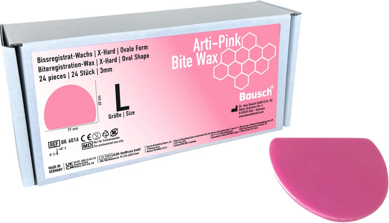 Arti-Pink Bite Wax   Packung  24 Stück Größe L, 79 x 68 x 3 mm, rosa