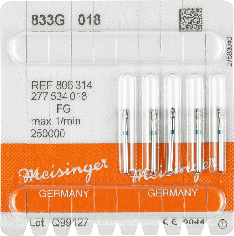 Diamanten 833  Packung  5 Stück grün grob, FG, Figur 277 Ei, 3,4 mm, ISO 018