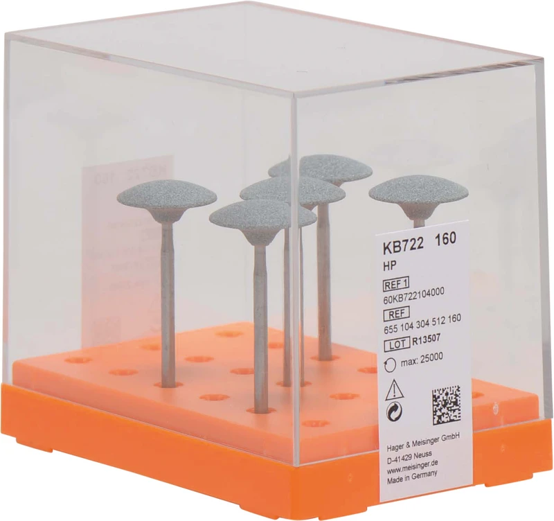 Keramische Schleifer KB722  Packung  5 Stück grün fein, HP, Figur 304, 2,5 mm, ISO 160