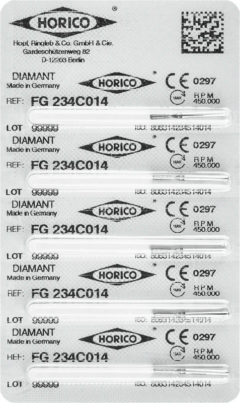 Diamantschleifer 234  Packung  5 Stück rot fein, FG, Figur 234, ISO 014