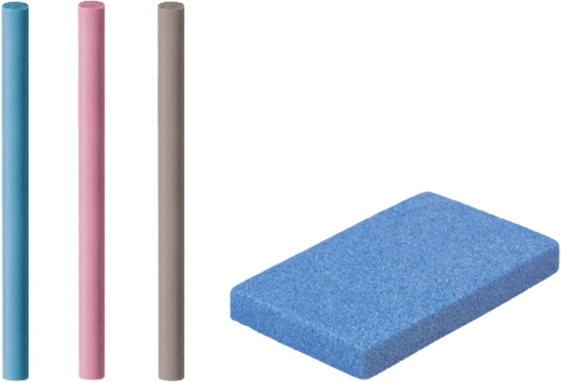 TOPDENT DIA-BLUE Polierer Longpins  Set  3 Stück sortiert, 35 mm, 1 Abrichtstein