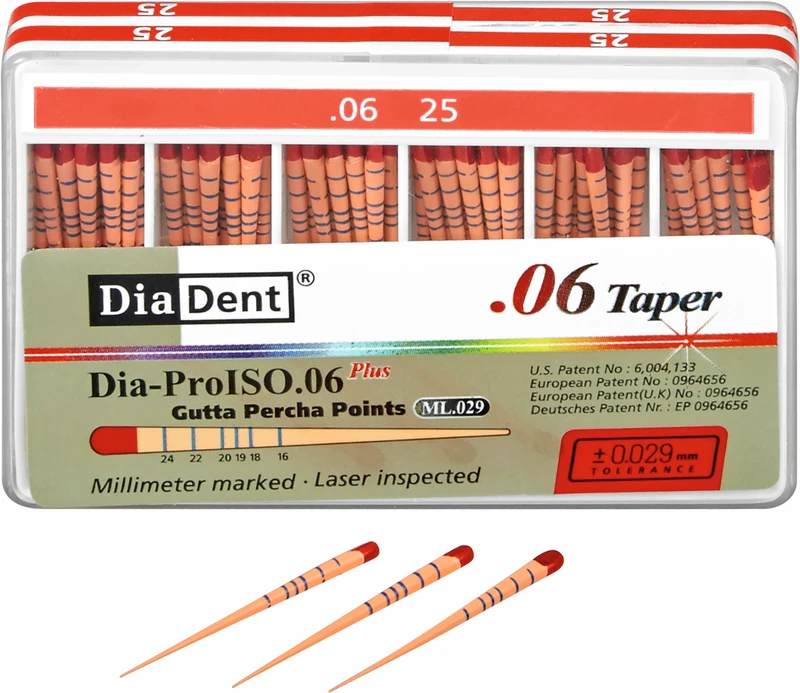 DiaDent® Dia-Pro Guttaperchaspitzen  Packung  60 Stück Taper.06, ISO 025