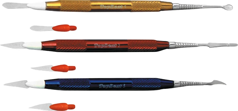 TOPDENT Keramik-Modellier-Instrumente   Color   - Set  Set  3 Instrumente mit Änsätzen