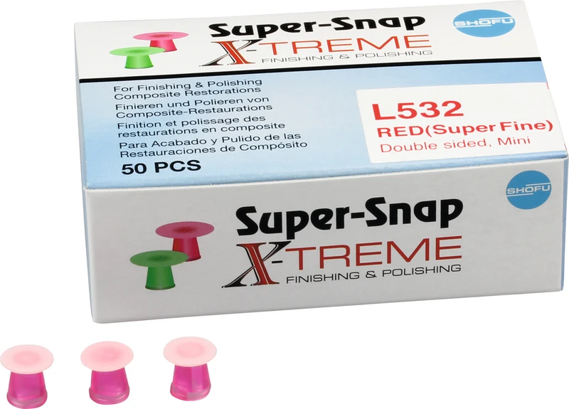 Super-Snap X-Treme  Packung  50 Stück Mini, beidseitig beschichtet, unmontiert, rot extrafein, 8 mm