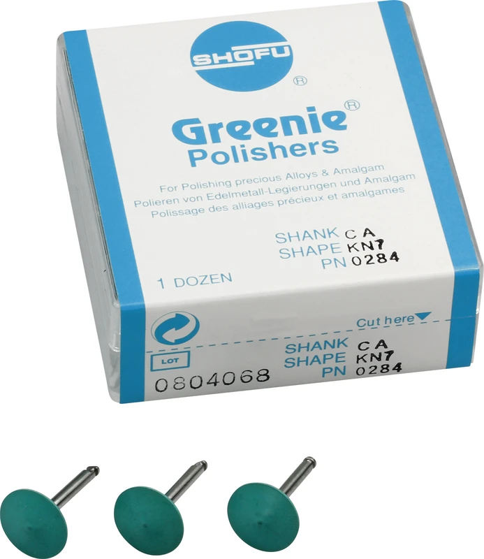 Silikonpolierer  Packung  12 Stück grün, RA, Figur KN7, ISO 125