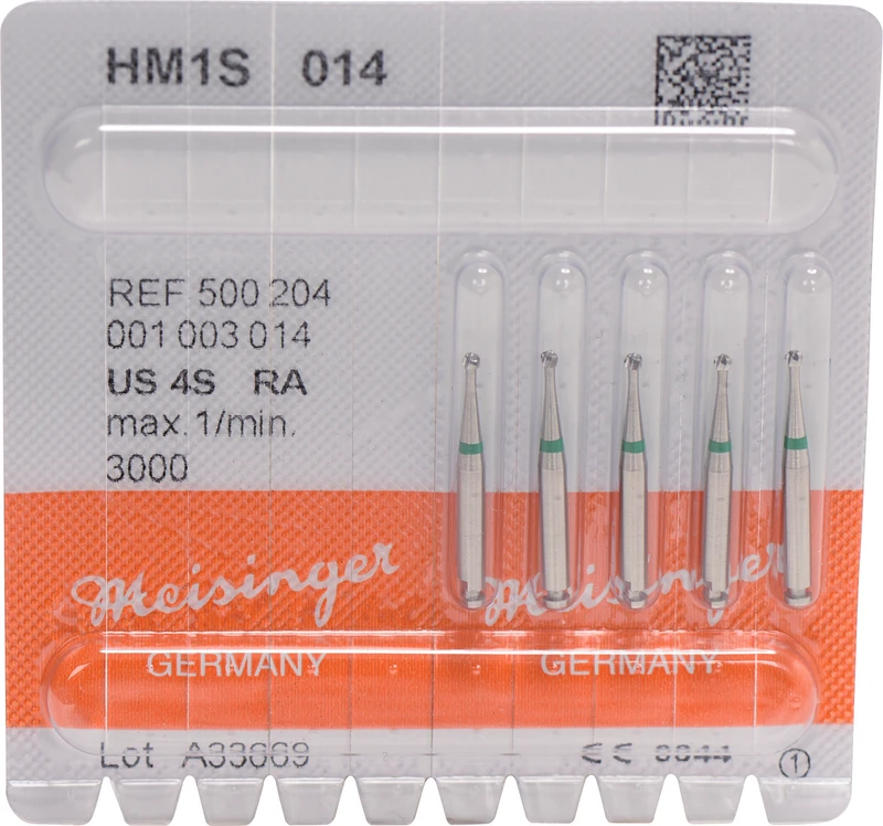 HM-Bohrer 1S  Packung  5 Stück schnittfr. Verz., grün, RA, Figur 001, ISO 014