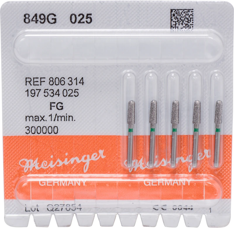 Diamanten 849  Packung  5 Stück grün grob, FG, Figur 197 Konus rund, 7 mm, ISO 025