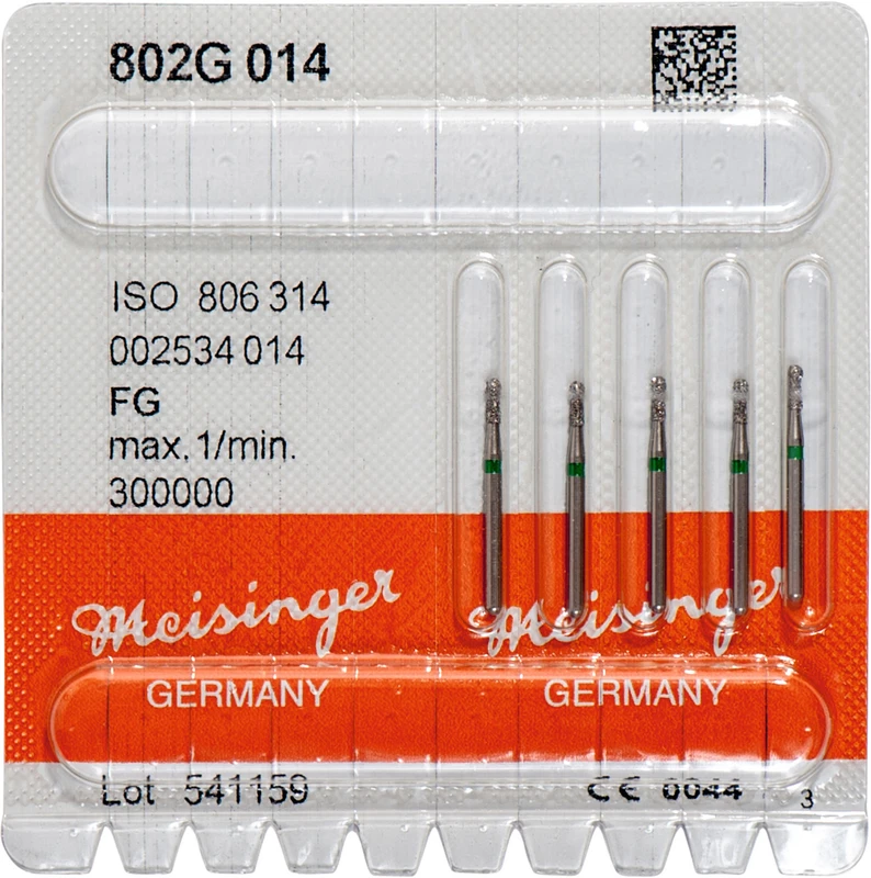 Diamanten 802  Packung  5 Stück grün grob, FG, Figur 002 Kugel, 3,5 mm, ISO 014