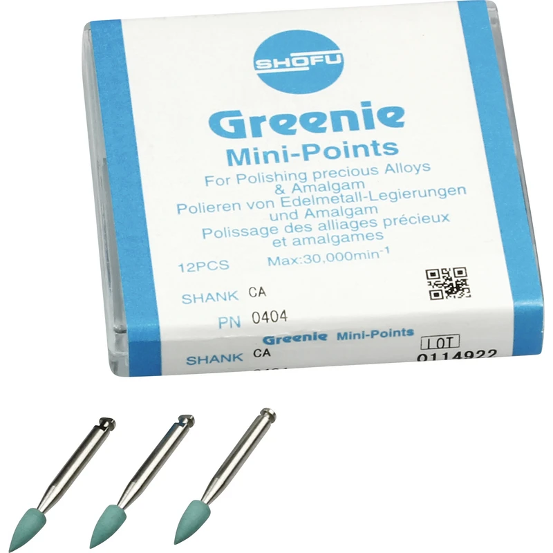 Silikonpolierer  Packung  12 Stück grün, RA, Figur Minispitze, ISO 030