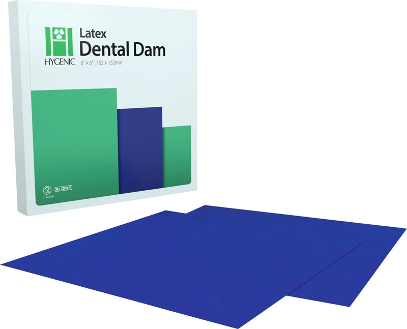 Hygenic® Latex Kofferdam   Packung  36 Stück 6  x 6   medium blau